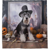 Miniatuur Schnauzer Pompoenen Halloween Scary Douchegordijn (Voorkant)