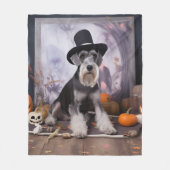 Miniatuur Schnauzer Pompoenen Halloween Scary Fleece Deken (Voorkant)