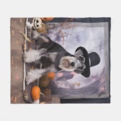 Miniatuur Schnauzer Pompoenen Halloween Scary Fleece Deken (Voorkant (Horizontaal))