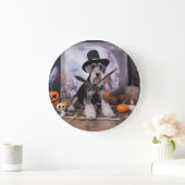 Miniatuur Schnauzer Pompoenen Halloween Scary Grote Klok (Huis)