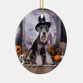 Miniatuur Schnauzer Pompoenen Halloween Scary Keramisch Ornament (Rechts)