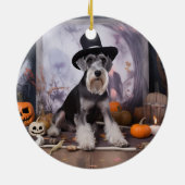 Miniatuur Schnauzer Pompoenen Halloween Scary Keramisch Ornament (Achterkant)
