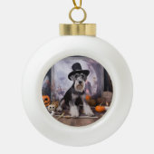 Miniatuur Schnauzer Pompoenen Halloween Scary Keramische Bal Ornament (Voorkant)