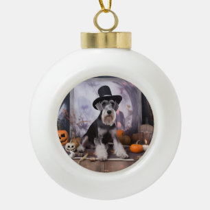 Miniatuur Schnauzer Pompoenen Halloween Scary Keramische Bal Ornament