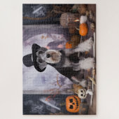 Miniatuur Schnauzer Pompoenen Halloween Scary Legpuzzel (Verticaal)