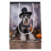 Miniatuur Schnauzer Pompoenen Halloween Scary Medium Cadeauzakje (Achterkant)