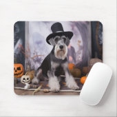 Miniatuur Schnauzer Pompoenen Halloween Scary Muismat (Met muis)