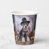 Miniatuur Schnauzer Pompoenen Halloween Scary Papieren Bekers (Achterkant)