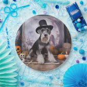 Miniatuur Schnauzer Pompoenen Halloween Scary Papieren Bordje (Feest)