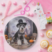 Miniatuur Schnauzer Pompoenen Halloween Scary Papieren Bordje (Feest)