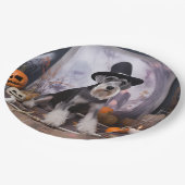 Miniatuur Schnauzer Pompoenen Halloween Scary Papieren Bordje (Gekanteld)