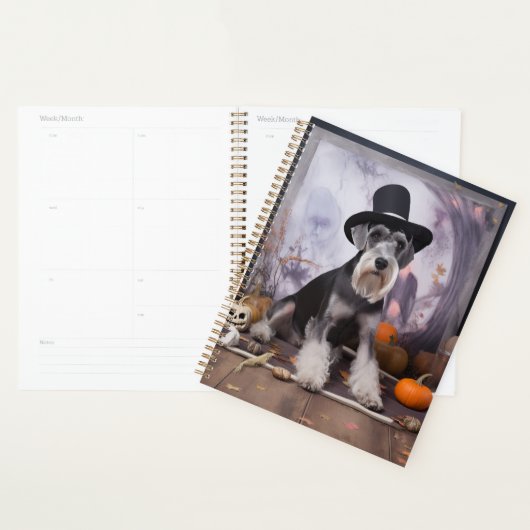 Miniatuur Schnauzer Pompoenen Halloween Scary Planner (Display)