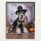 Miniatuur Schnauzer Pompoenen Halloween Scary Planner (Voorkant)