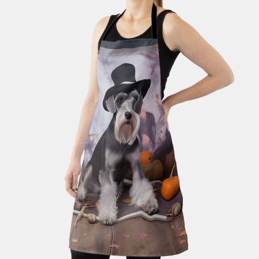 Miniatuur Schnauzer Pompoenen Halloween Scary Schort (Insitu)