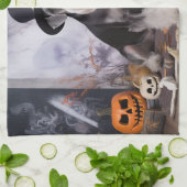 Miniatuur Schnauzer Pompoenen Halloween Scary Theedoek (Gevouwen)