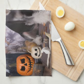 Miniatuur Schnauzer Pompoenen Halloween Scary Theedoek (Quarter Fold)