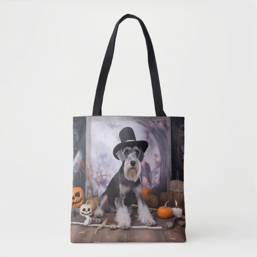 Miniatuur Schnauzer Pompoenen Halloween Scary Tote Bag (Voorkant)