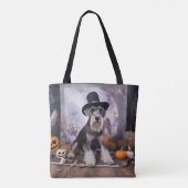Miniatuur Schnauzer Pompoenen Halloween Scary Tote Bag (Achterkant)