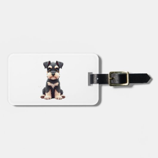 Miniatuur Schnauzer Puppy (2) Bagagelabel (Voorkant horizontaal)