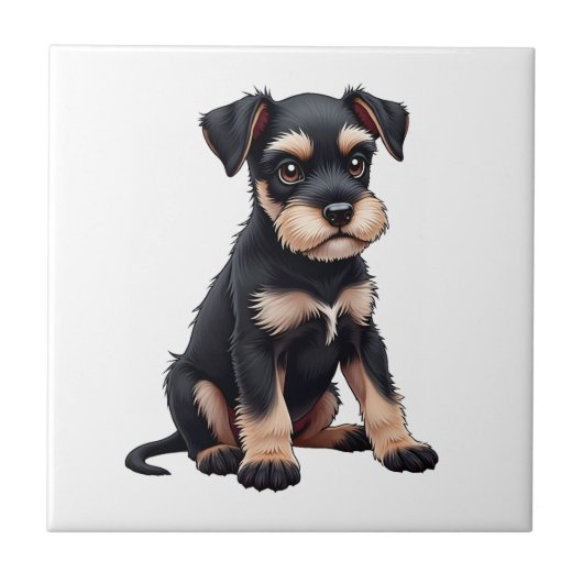 Miniatuur Schnauzer Puppy (3) Tegeltje (Voorkant)
