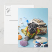 Miniatuur Schnauzer Puppy and Summer Vacation Briefkaart (Voorkant / Achterkant)