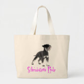 Miniatuur Schnauzer Puppy Dog Fuchsia Pink Love Grote Tote Bag (Voorkant)