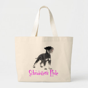 Miniatuur Schnauzer Puppy Dog Fuchsia Pink Love Grote Tote Bag