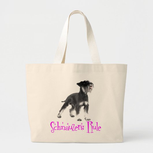 Miniatuur Schnauzer Puppy Dog Fuchsia Pink Love Grote Tote Bag (Voorkant)