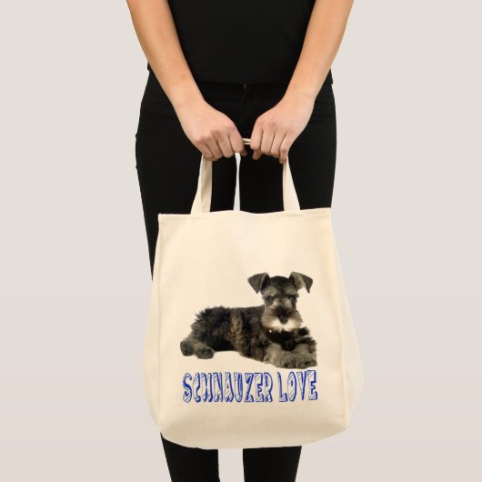 Miniatuur Schnauzer Puppy Dog Love Blue Tas (Voorkant (product))