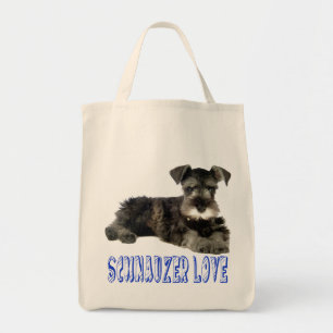 Miniatuur Schnauzer Puppy Dog Love Blue Tas