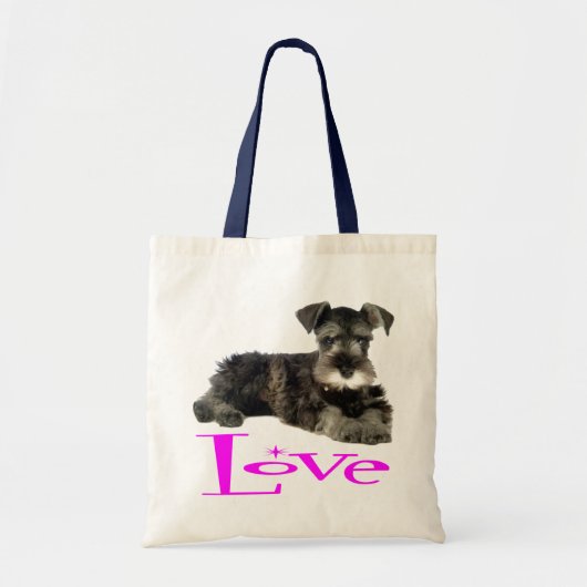 Miniatuur Schnauzer Puppy Dog Pink Love Tote Bag (Voorkant)