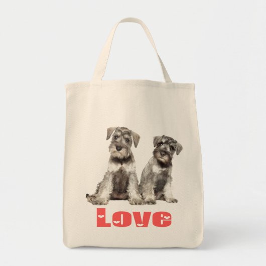 Miniatuur Schnauzer Puppy Dogs Pink Heart Tas (Voorkant)