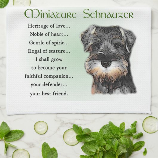 Miniatuur Schnauzer Puppy Heritage Theedoek (Gevouwen)