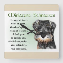 Miniatuur Schnauzer Puppy Heritage Vierkante Klok