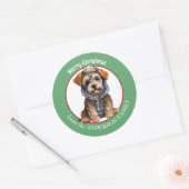 Miniatuur Schnauzer Puppy in Winter Jas Kerstmis Ronde Sticker (Envelop)
