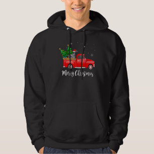 Miniatuur Schnauzer Rode Truck Kerstboom Kerstmis  Hoodie