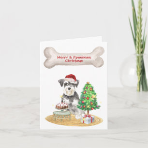 Miniatuur Schnauzer Santa Hat Kerstmis Feestdagen Kaart