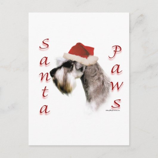 Miniatuur Schnauzer Santa Paws Feestdagenkaart (Voorkant)