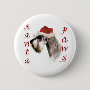 Miniatuur Schnauzer Santa Paws Ronde Button 5,7 Cm