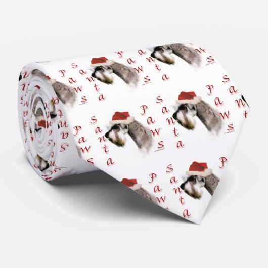 Miniatuur Schnauzer Santa Paws Stropdas (Opgerold)