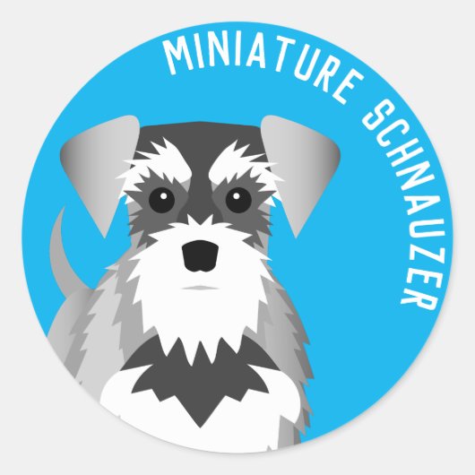 Miniatuur Schnauzer Schattige Cartoon Dog Ronde Sticker (Voorkant)