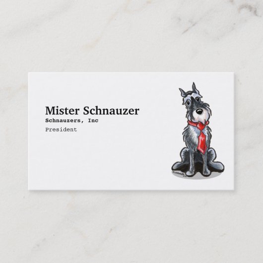 Miniatuur Schnauzer Stropdas Pet Visitekaartjes (Voorkant)