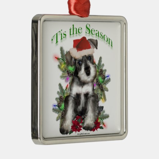 Miniatuur Schnauzer "Tis Metalen Ornament (Rechts)