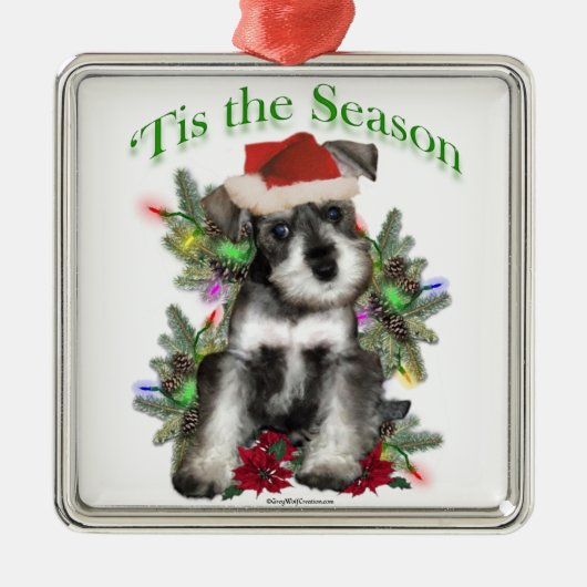 Miniatuur Schnauzer "Tis Metalen Ornament (Voorkant)