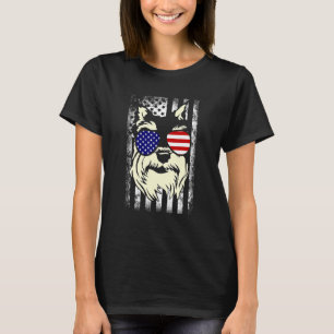 Miniatuur Schnauzer USA Vlag Schnauzer Dog Sunglas T-shirt