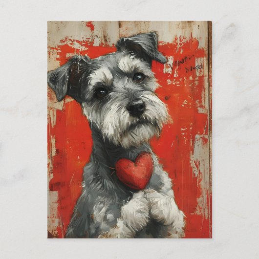Miniatuur Schnauzer  Valentijnsdag Briefkaart (Voorkant)