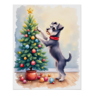 Miniatuur Schnauzer versiert kerstboom hond Perfect Poster