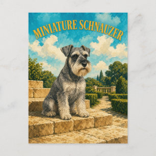 Miniatuur Schnauzer, Vintage Waterverf Honden Kuns Briefkaart