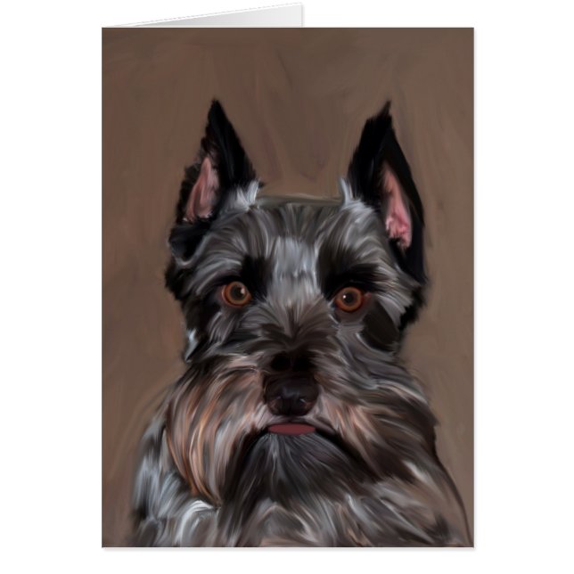 Miniatuur Schnauzer Water Color Art Painting (Voorkant)