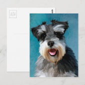 Miniatuur Schnauzer Water Color Art Painting Briefkaart (Voorkant / Achterkant)